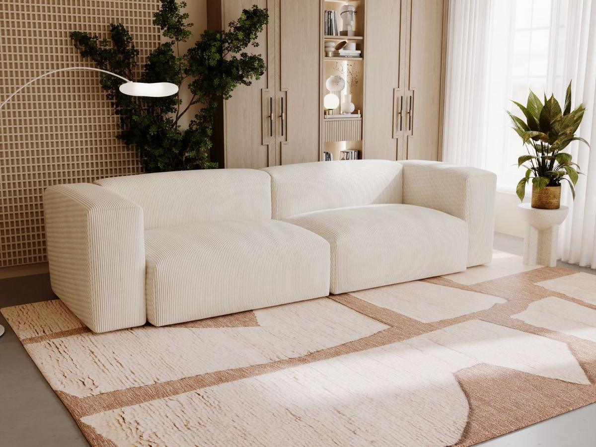 SOFA 240/85/80 Creme Landi - Creme/Schwarz, Kunststoff/Textil (240/85/80cm) - Graingold