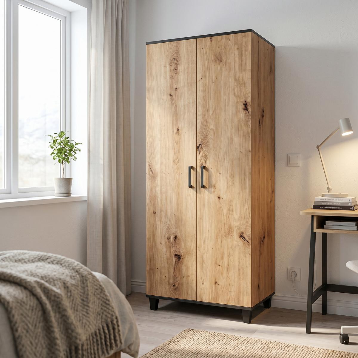 DREHTÜRENSCHRANK CORTEZA 80/193/56cm 2-türig Eiche Artisan - Eiche Artisan, Holzwerkstoff (80/193/56cm) - MASSENO