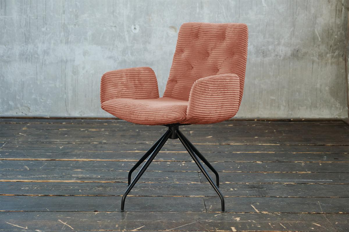 DREHSTUHL NEW CHARME Braun Cord (1er-Set) - Braun, Textil (59/87/66cm) - KAWOLA