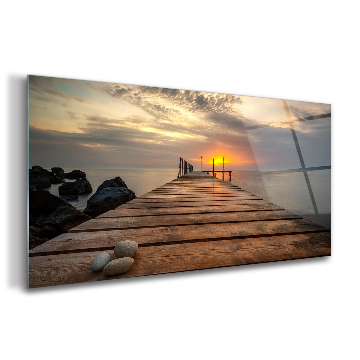 GLASBILD 140x70 cm Meereslandschaft - Braun, Glas (140/70cm) - TULUP
