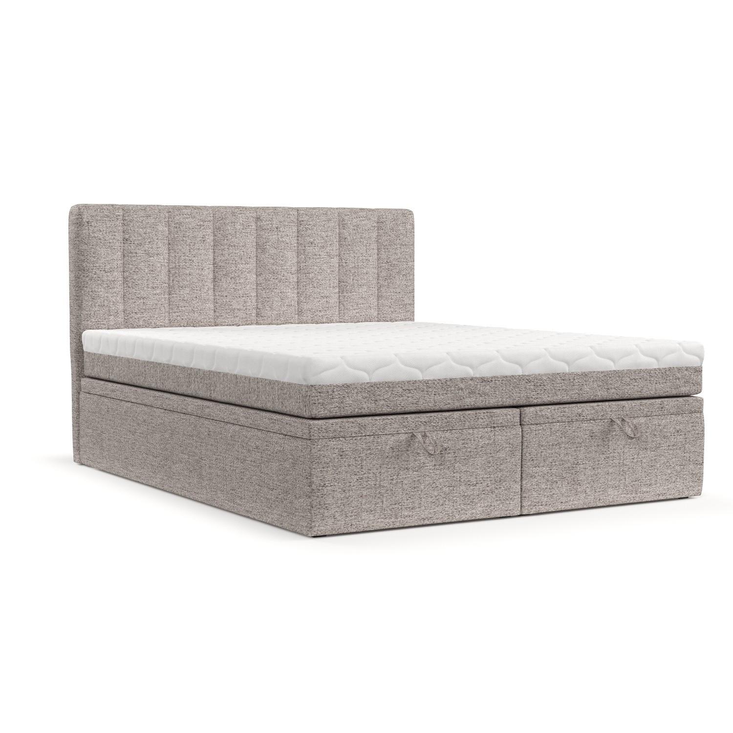 BOXBETT Lume 160/200 cm Beige im Neve Stoff - Beige/Schwarz, Holz/Holzwerkstoff (160/200cm) - AltaBeds