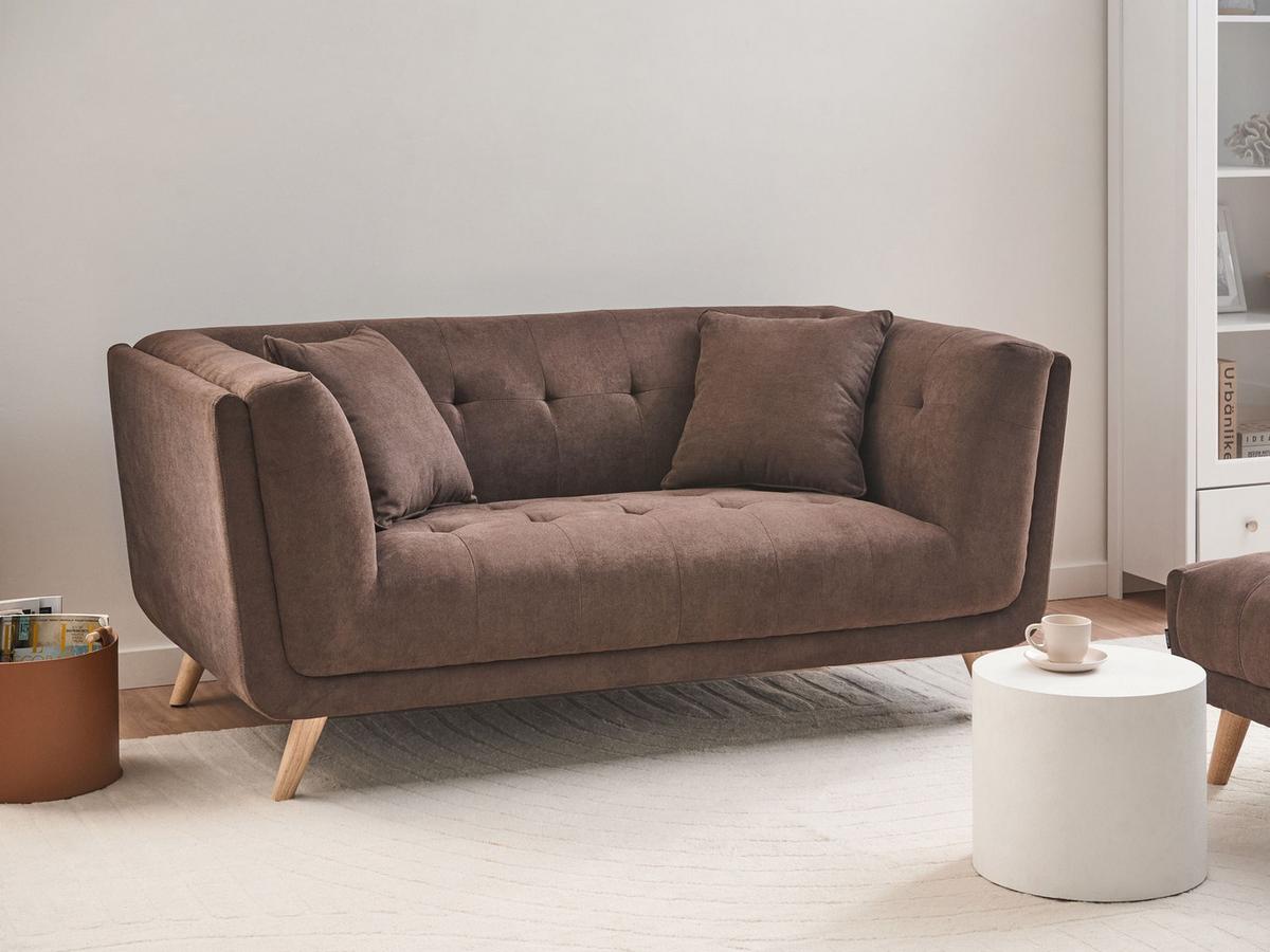 2-SITZER-SOFA Stoff Dunkelbraun Habo - Hellbraun, Textil (176/78/72cm) - Beliani