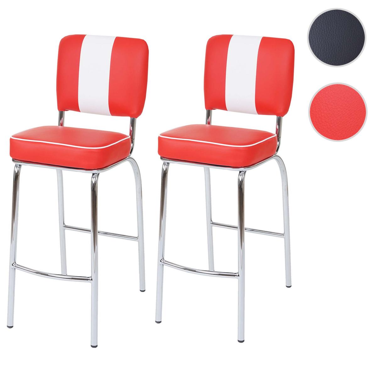 BARHOCKER Rot, Weiß 2er-Set - Rot/Weiß, Textil (34/107/46cm) - MCW