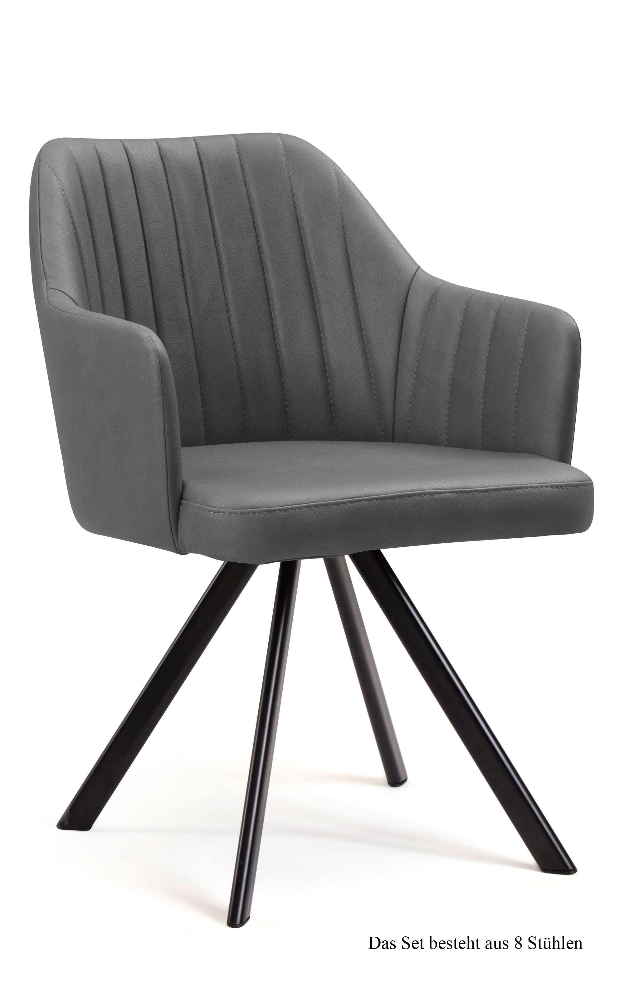 ARMLEHNSTUHL (8er-Set) Delia 58x81x60 Schwarz/Grau - Schwarz/Grau, Kunststoff (60/81/58cm) - 58aufmkessel