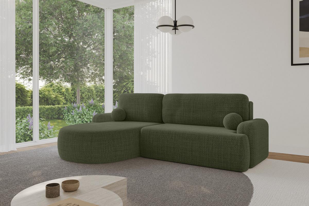 ECKSOFA mit Schlaffunktion und Bettkasten LIRA-L - 264x172x89 Grün - Grün, Holzwerkstoff/Textil (264/172cm) - ALTDECOR