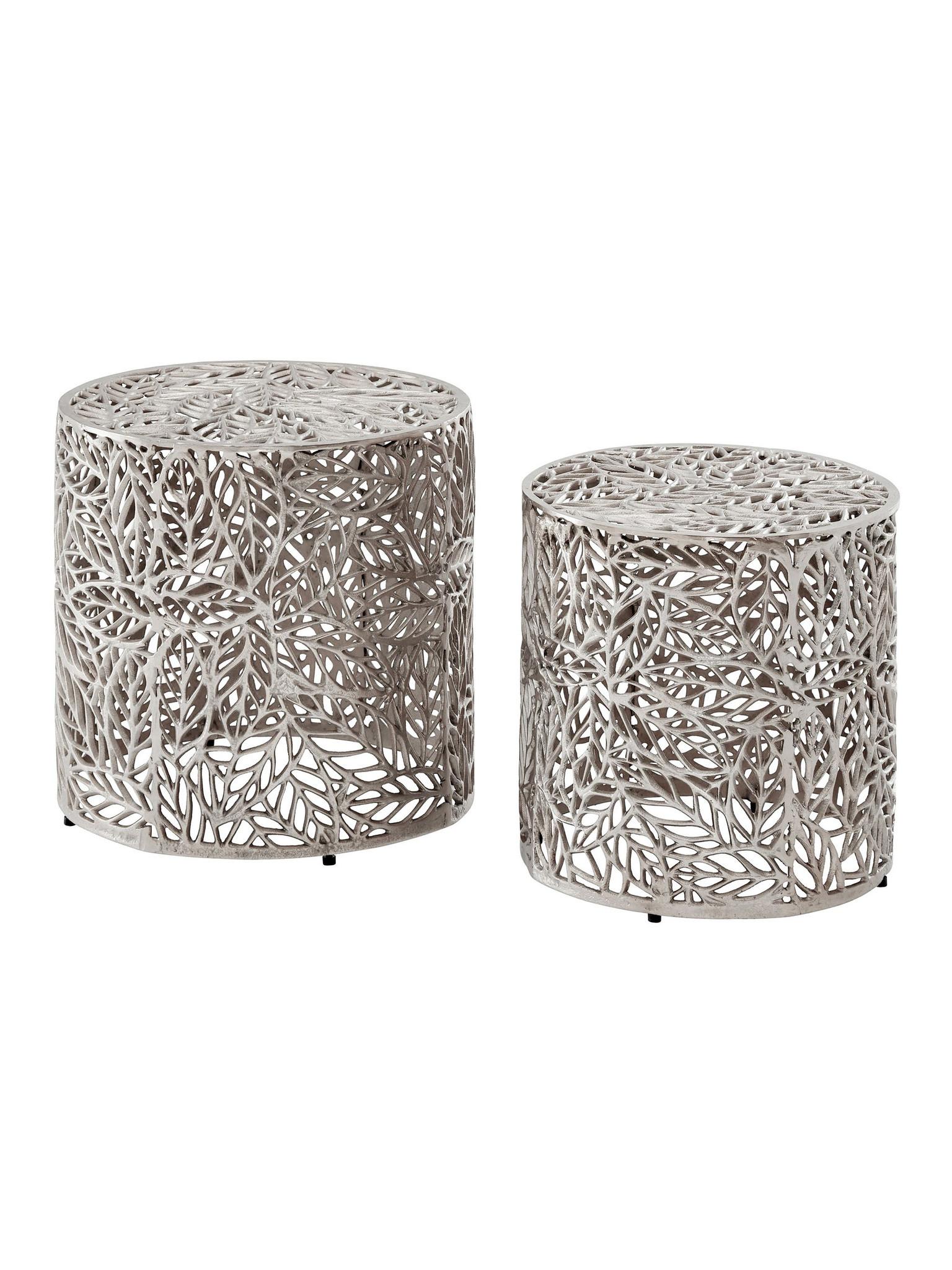 BEISTELLTISCHE 2er-Set RIAZA, Aluminium, Silber, Ø 41 x 42 cm - Silberfarben, Metall (41/41/42cm) - KADIMA DESIGN