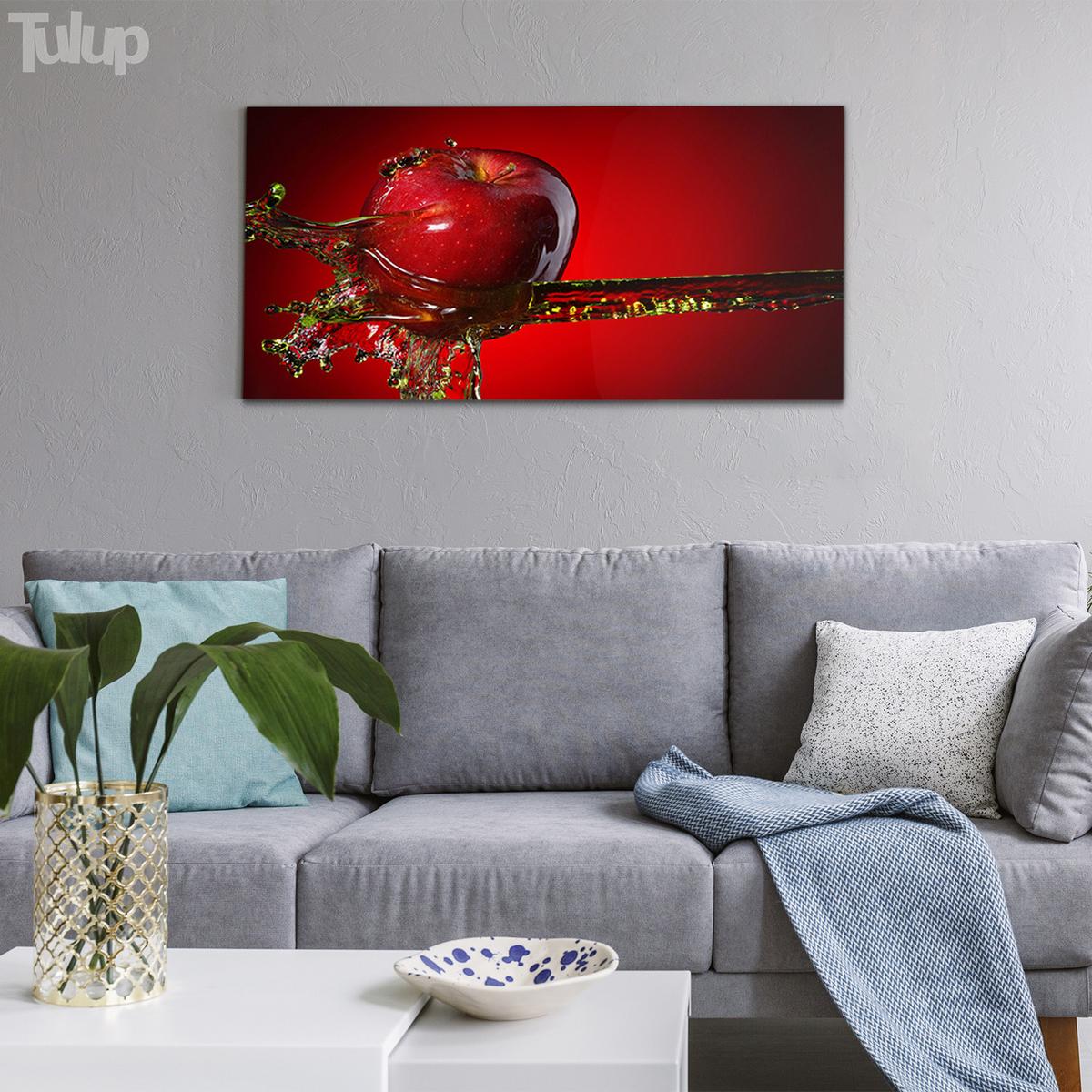 GLASBILD 120x60 cm Roter Apfel - Kirschrot, Glas (120/60cm) - TULUP