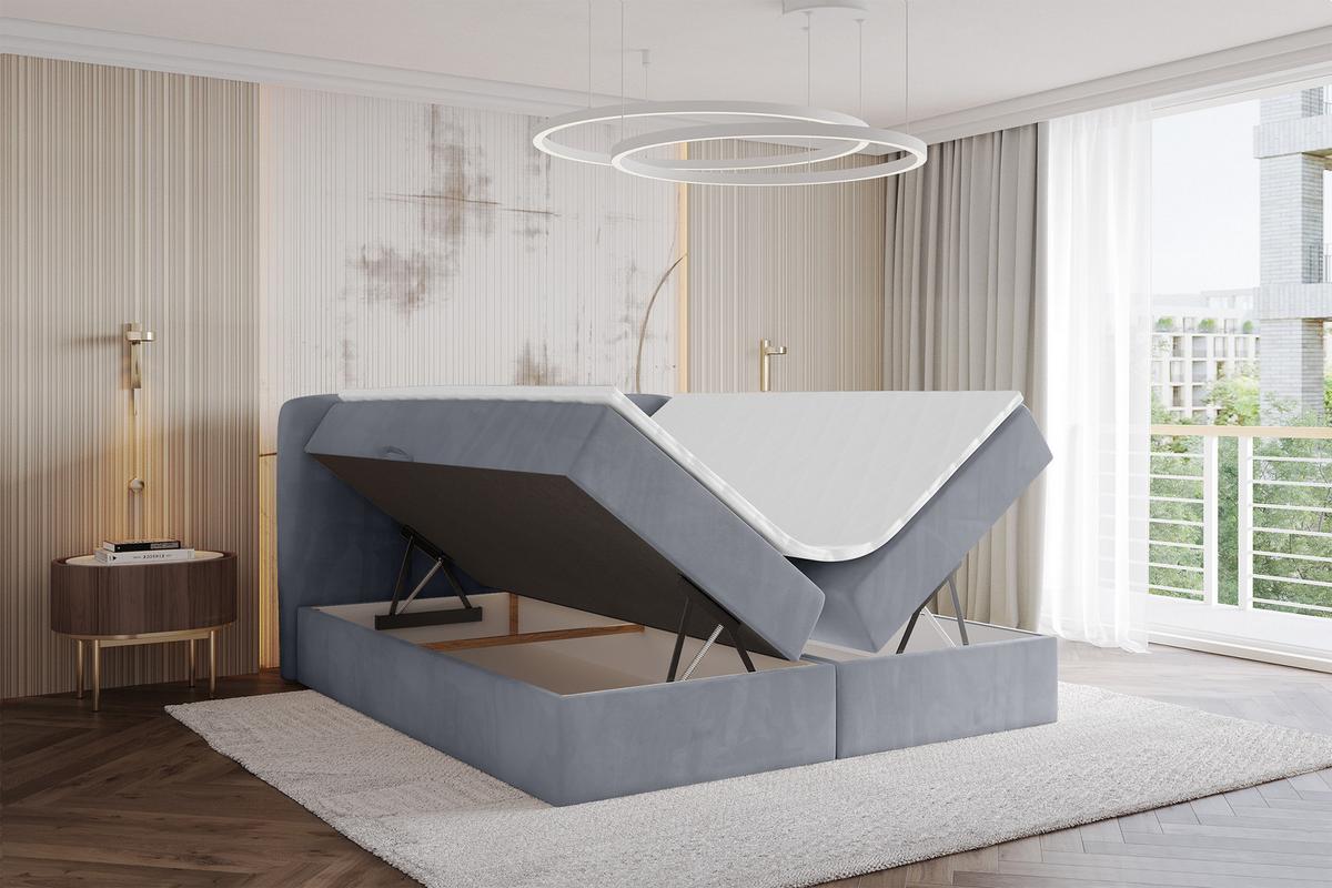BOXBETT mit Matratze H4 - NINA - 180x200 cm - Grau - Anthrazit, Holzwerkstoff (180/200cm) - ALTDECOR