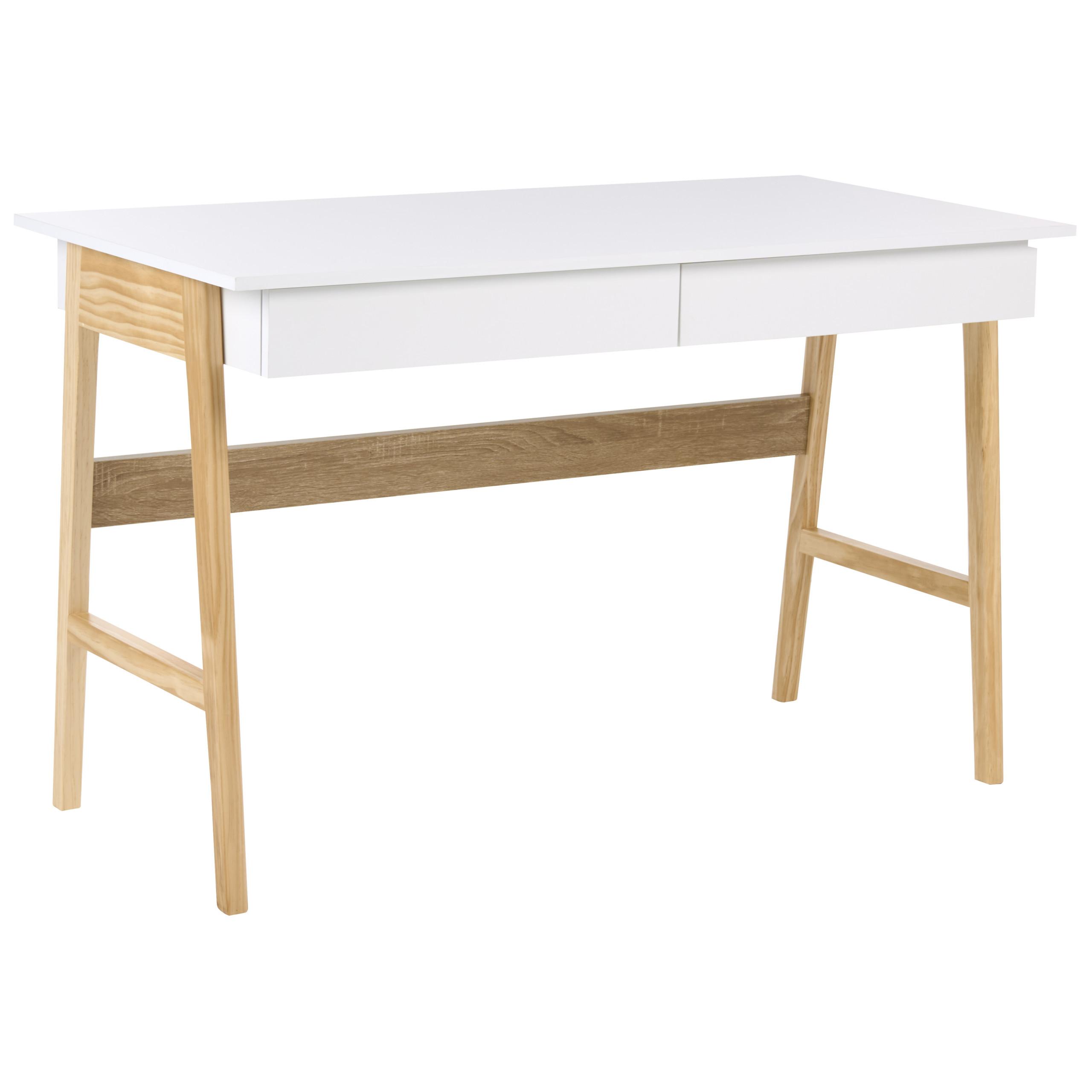 SCHREIBTISCH Hellbraun/Weiß 120/60 cm Theslay - Hellbraun, Holzwerkstoff (60/120/75cm) - Beliani