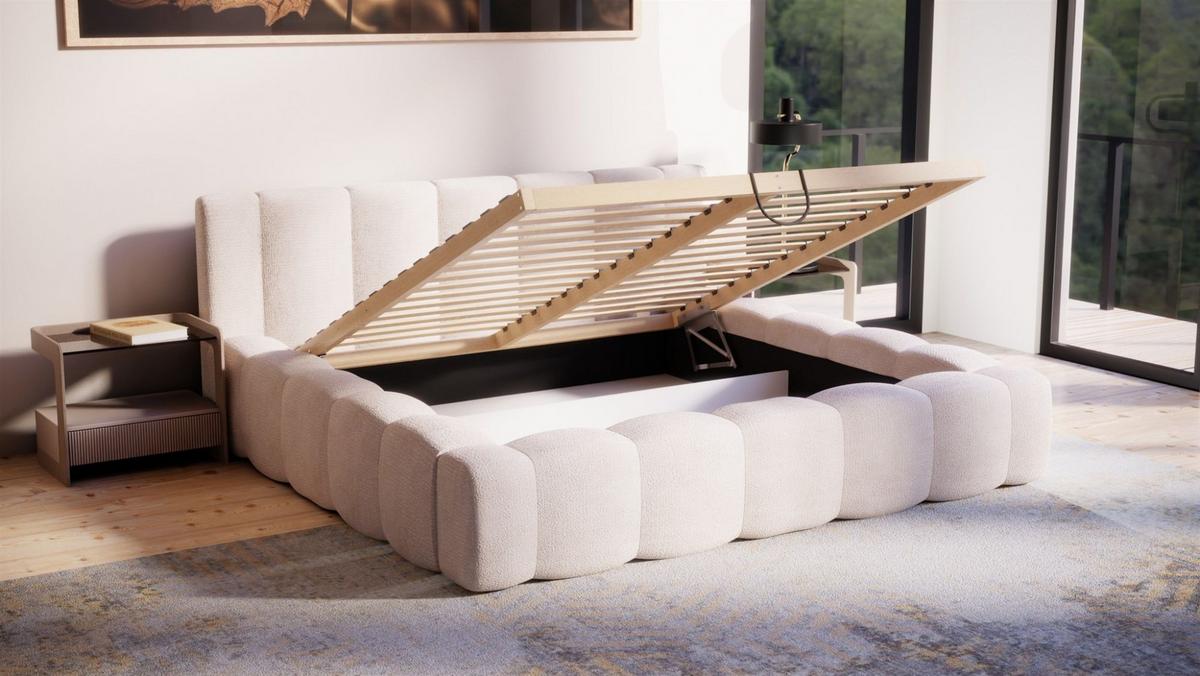 POLSTERBETT Lizeth In Perfect Harmony - Beige, Holzwerkstoff/Textil (200/200cm) - Fun Möbel