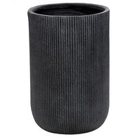 BLUMENTOPF schwarz rund 37/37/56 cm Eantio - Schwarz, Naturmaterialien (56cm) - Beliani