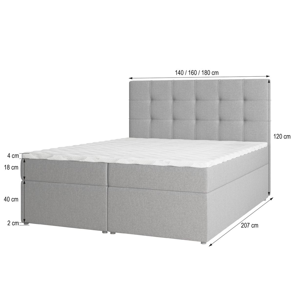 BOXBETT PALMA 160x200 cm mit Matratze und Topper - Beige - Beige, Holz (160/200cm) - MASSENO