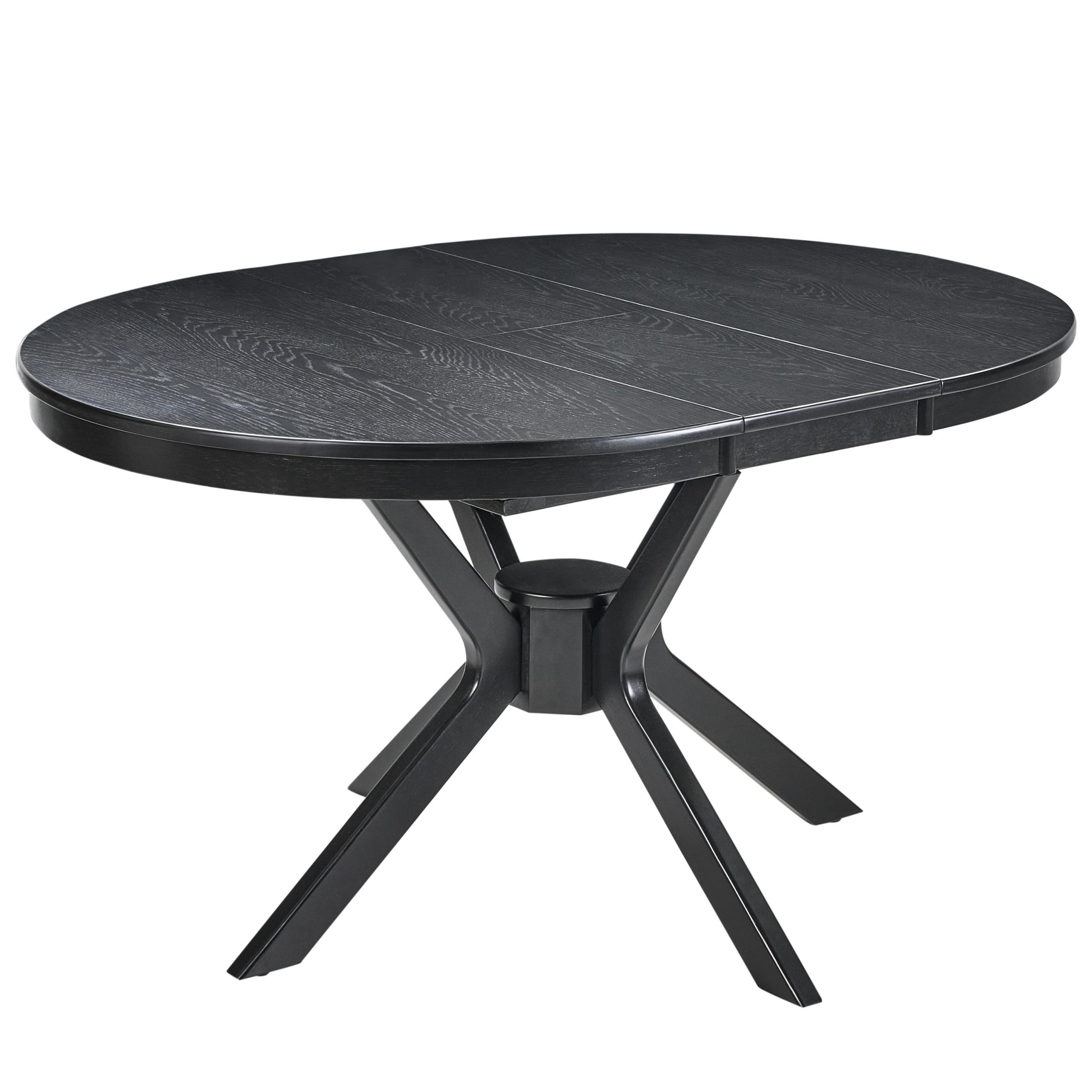 ESSTISCH ausziehbar Schwarze Eiche 107-137/107 cm Tymis - Schwarz, Holzwerkstoff (107/107/76cm) - Beliani