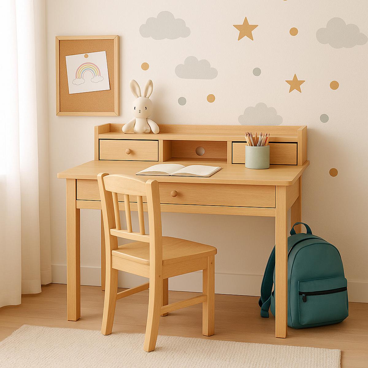 SCHREIBTISCH Holzoptik mit Schubladen & Ablage - Hellbraun, Holz/Holzwerkstoff (100/50/91cm) - Urban Meuble