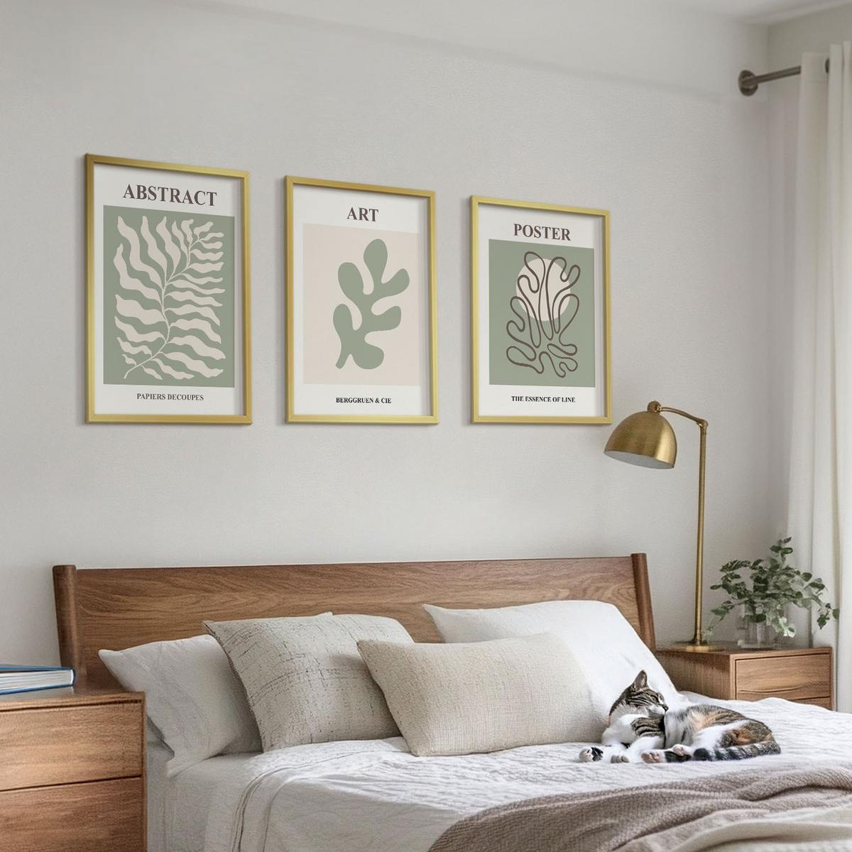 BILDER SET 3er Set - 40x60 cm Goldrahmen - Poster mit Pflanzenmustern von Matisse - Goldfarben, Kunststoff (40/60cm) - TULUP