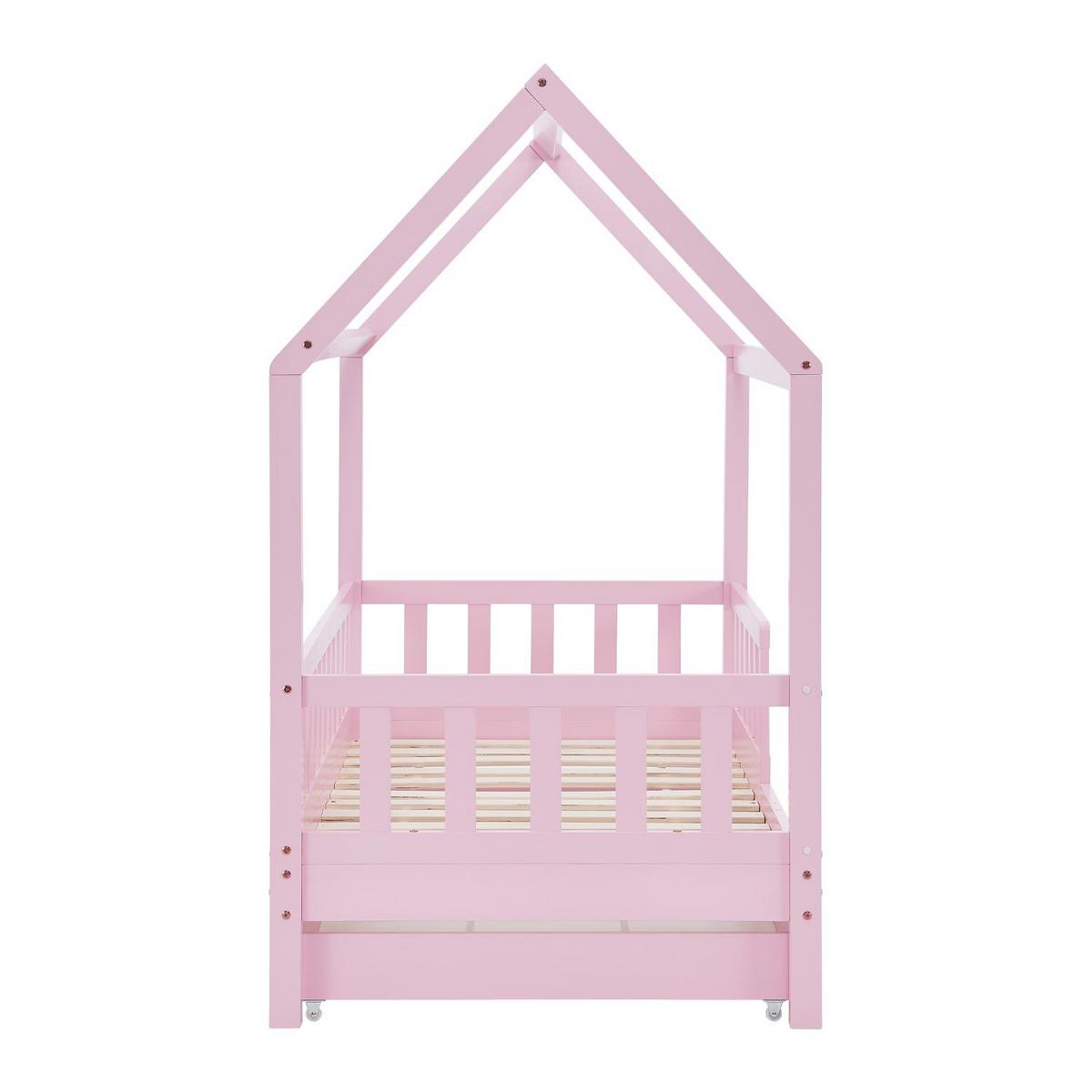 KINDERBETT Marli rosa 90x200 cm mit Bettkasten - Rosa, Holz (90/200cm) - Juskys