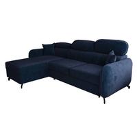 ECKSOFA L Form Ribella 5 Blau 265/180/100 cm Links mit Schlaffunktion - Schwarz/Dunkelblau, Textil/Metall (180/265cm) - AX Living