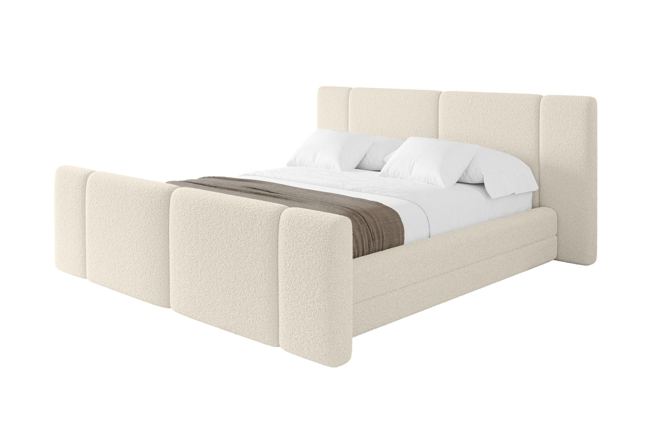 POLSTERBETT mit Bettkasten, Fußteil und Lattenrost, Boxbett ohne Matratze - TEVO-Z 140x200 Beige - Champagner, Holzwerkstoff/Textil (140/200cm) - ALTDECOR