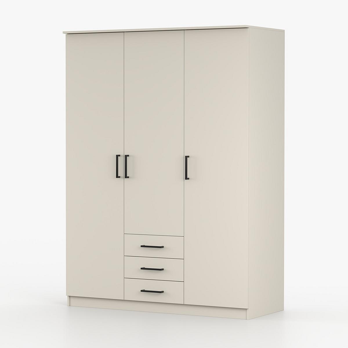 KLEIDERSCHRANK Szantal 3D 151 cm, 151/207/59, 3-türig, Champagner - Champagner, Holzwerkstoff (151/207/59cm) - imoebel24