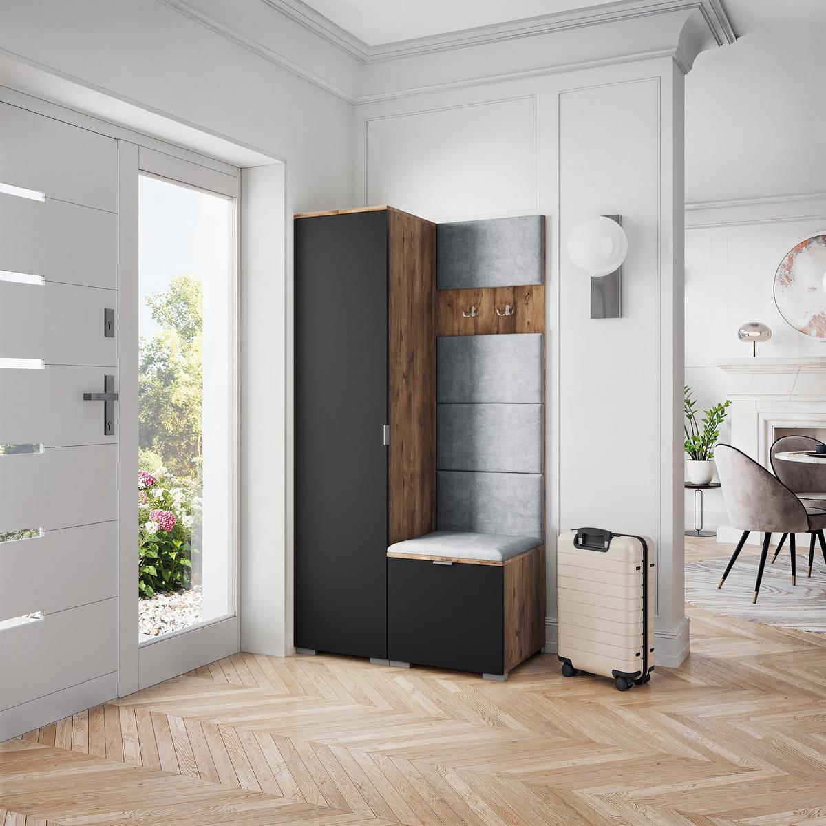 GARDEROBENSCHRANK LORI 95/181/51 cm Modern Eichefarben - Eichefarben/Hellgrau, Holzwerkstoff (95/181/51cm) - MASSENO