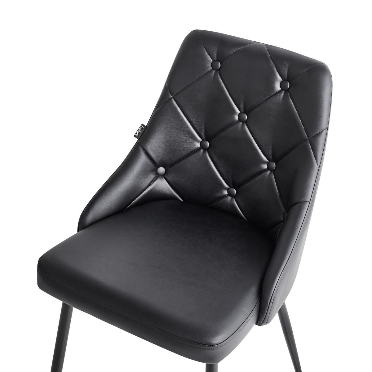 ESSZIMMERSTUHL 2er-Set Kunstleder Schwarz Valerie - Schwarz, Textil/Metall (49/81/59cm) - Beliani