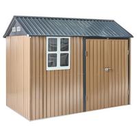 GERÄTEHAUS 313 cm 220 cm Braun Nocciano - Dunkelgrau/Braun, Metall (313/218/220cm) - Beliani
