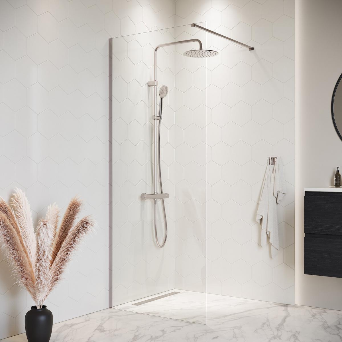 DUSCHWAND Florida - 60 x 200 cm - Chrom - Walk-In Duschabtrennung aus Sicherheitsglas - Chromfarben, Glas (60/200cm) - Badplaats