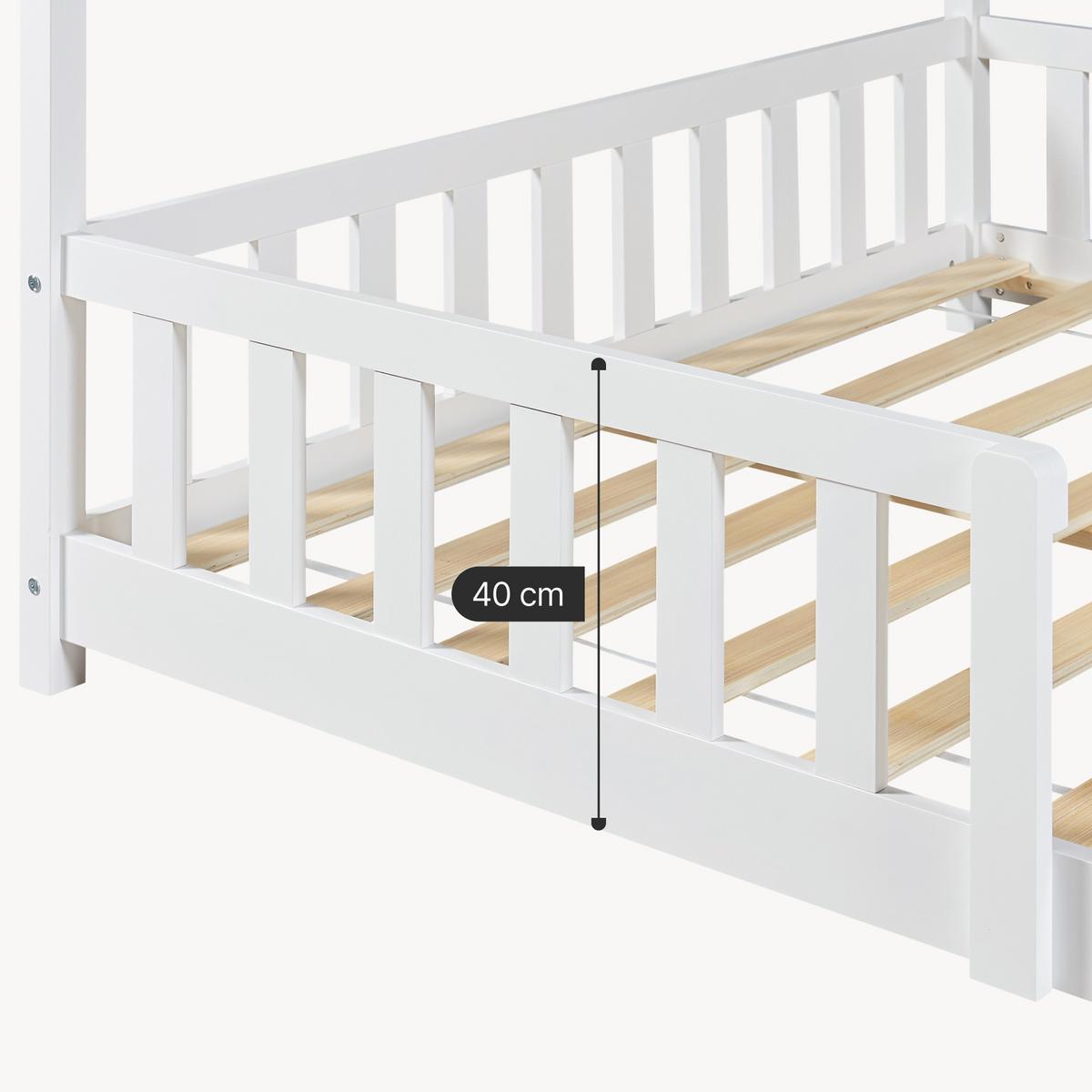 HAUSBETT Hesel - Weiß, Holz (140/200cm) - [en.casa]