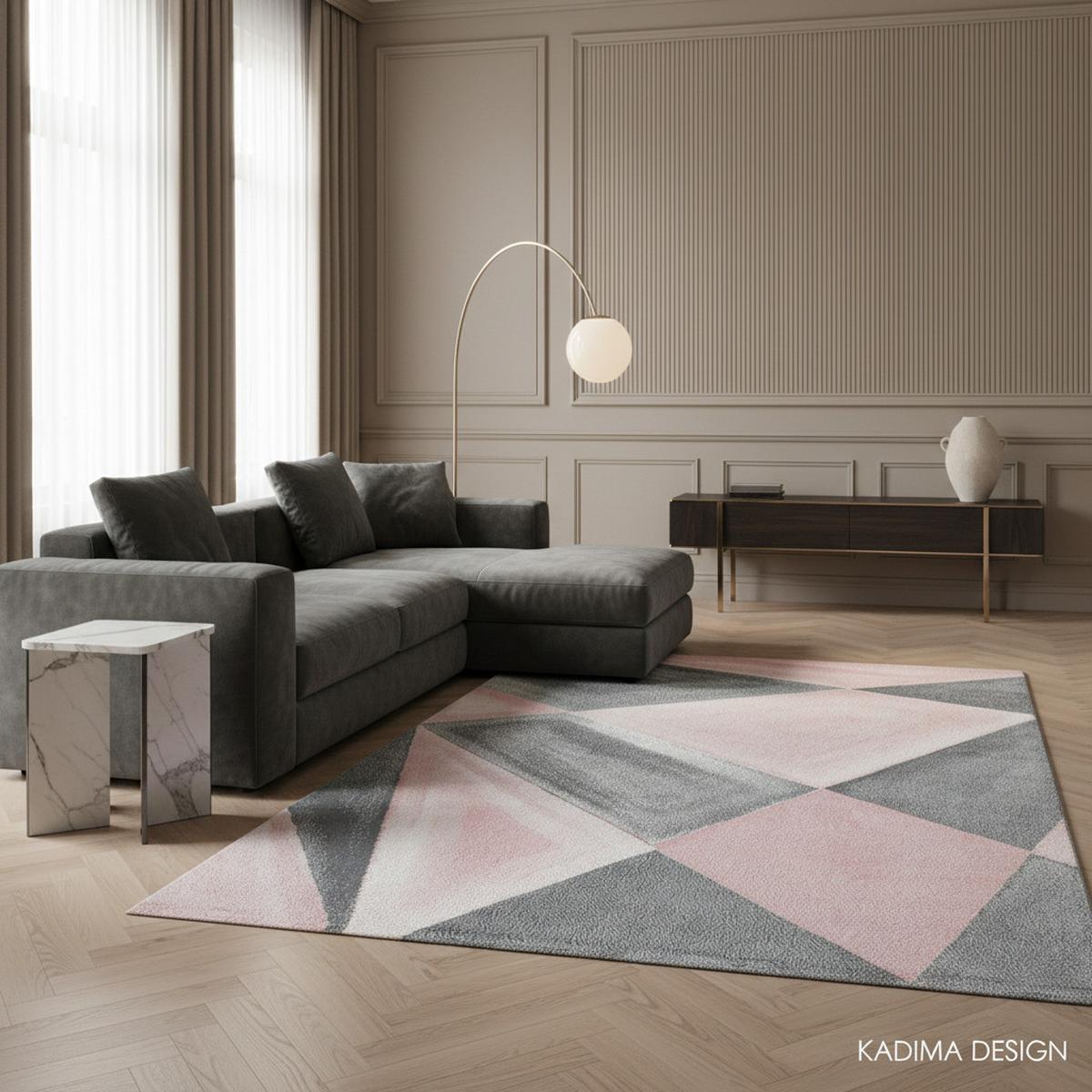 TEPPICH Kurzflor ANDALO in Rosa, geometrisch, aus Polypropylen, 80 x 250 cm - Rosa, Textil (250/80cm) - KADIMA DESIGN