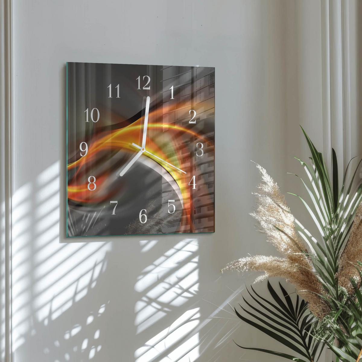 WANDUHR aus Glas 30x30 cm - Abstraktion - Multicolor, Glas (30/30/0.4cm) - TULUP
