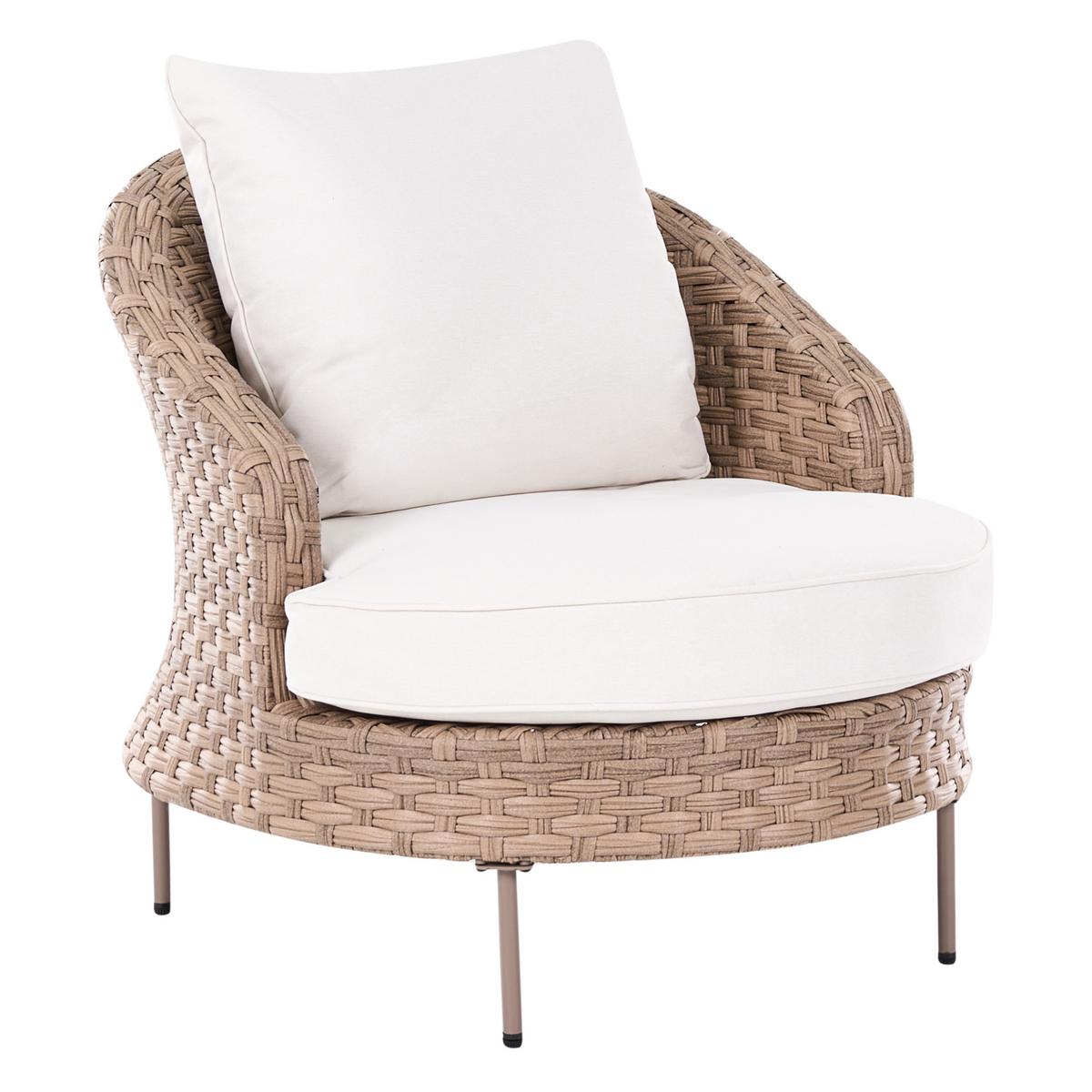 GARTENSESSEL mit Ottomane Polyrattan Braun Arcille - Braun, Kunststoff (80/80/93cm) - Beliani