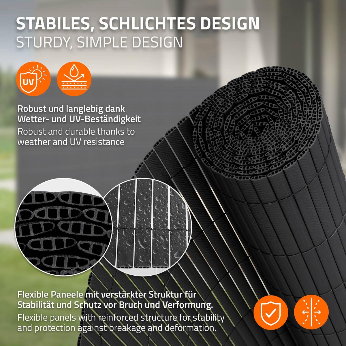 PVC SICHTSCHUTZMATTE 120 x 300 cm Anthrazit - Anthrazit, Kunststoff (300/120cm) - ECD-Germany