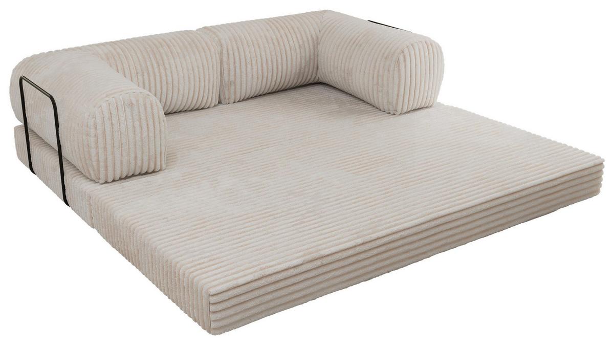 3-SITZER SOFA ORSETTO - Beige Cord - Beige/Schwarz, Textil/Metall (200/70/100cm) - MKS