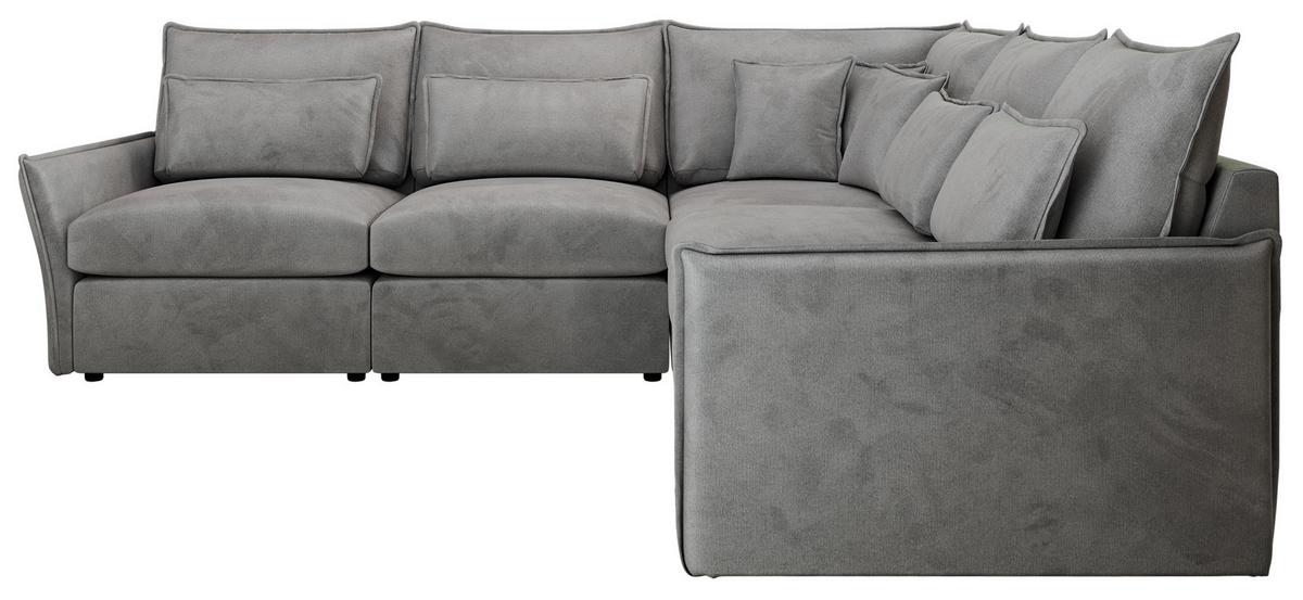 ECKSOFA VERSO L Hellgrau Velvet - Hellgrau/Schwarz, Kunststoff/Textil (270/270cm) - MKS