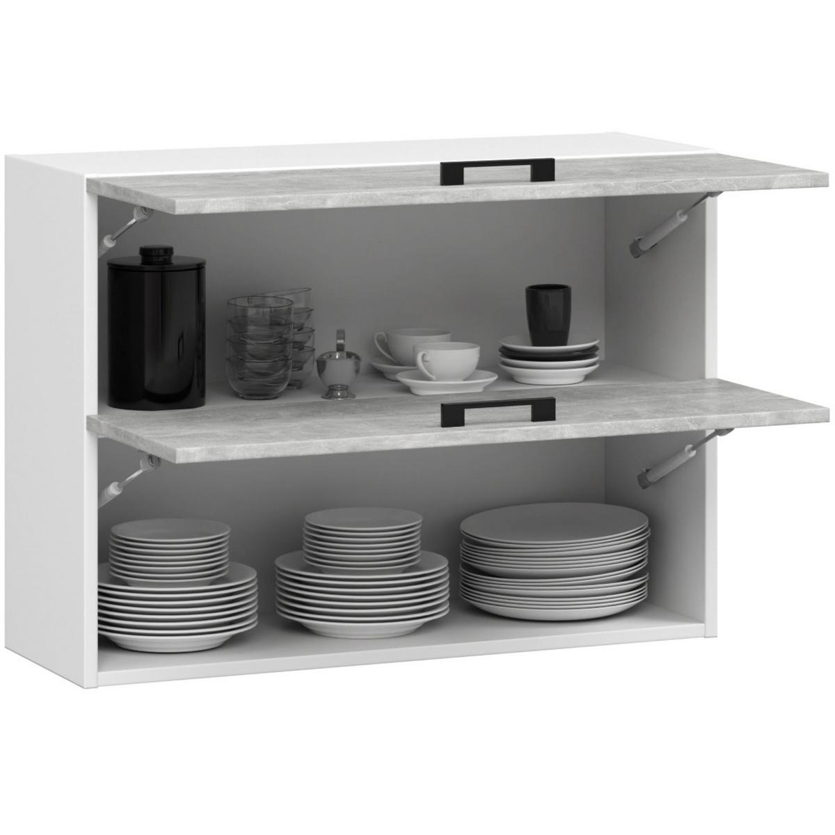 HÄNGESCHRANK Weiß, Beton 58/80/30 - Hellgrau/Weiß, Holzwerkstoff (80/58/30cm) - RAUMHIRSCH FURNITURE