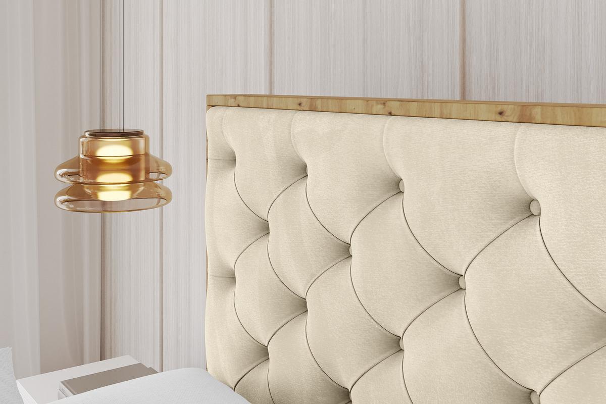 POLSTERBETT mit Bettkasten, Fußteil und Lattenrost, Boxbett mit Matratze H3/H4 - ENZO3-Z 180x200 Beige - Ecru, Holzwerkstoff/Textil (180/200cm) - ALTDECOR