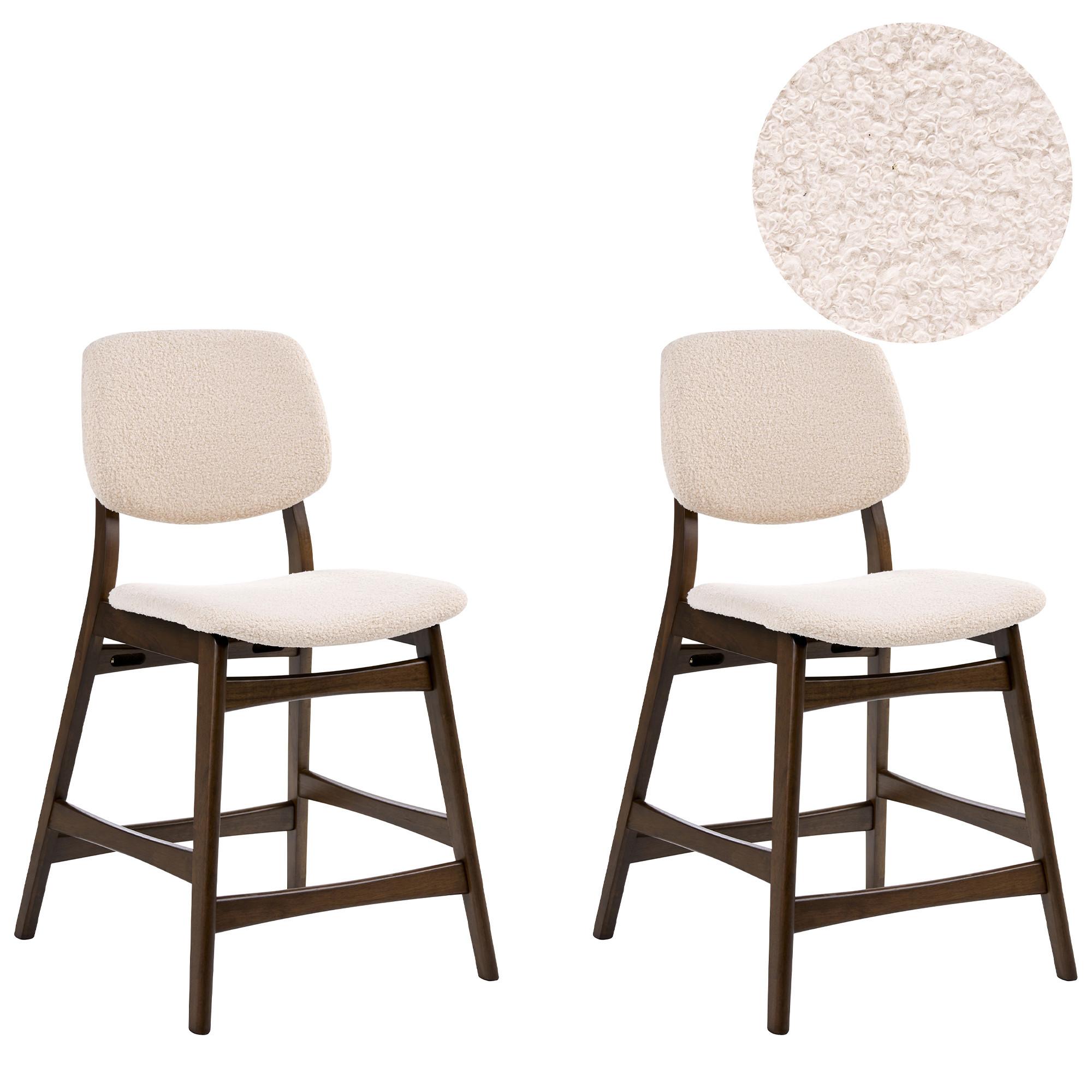 BARSTUHL 2er-Set Bouclé Braun/Hellbeige Elaine - Beige, Textil (53/98/62cm) - Beliani
