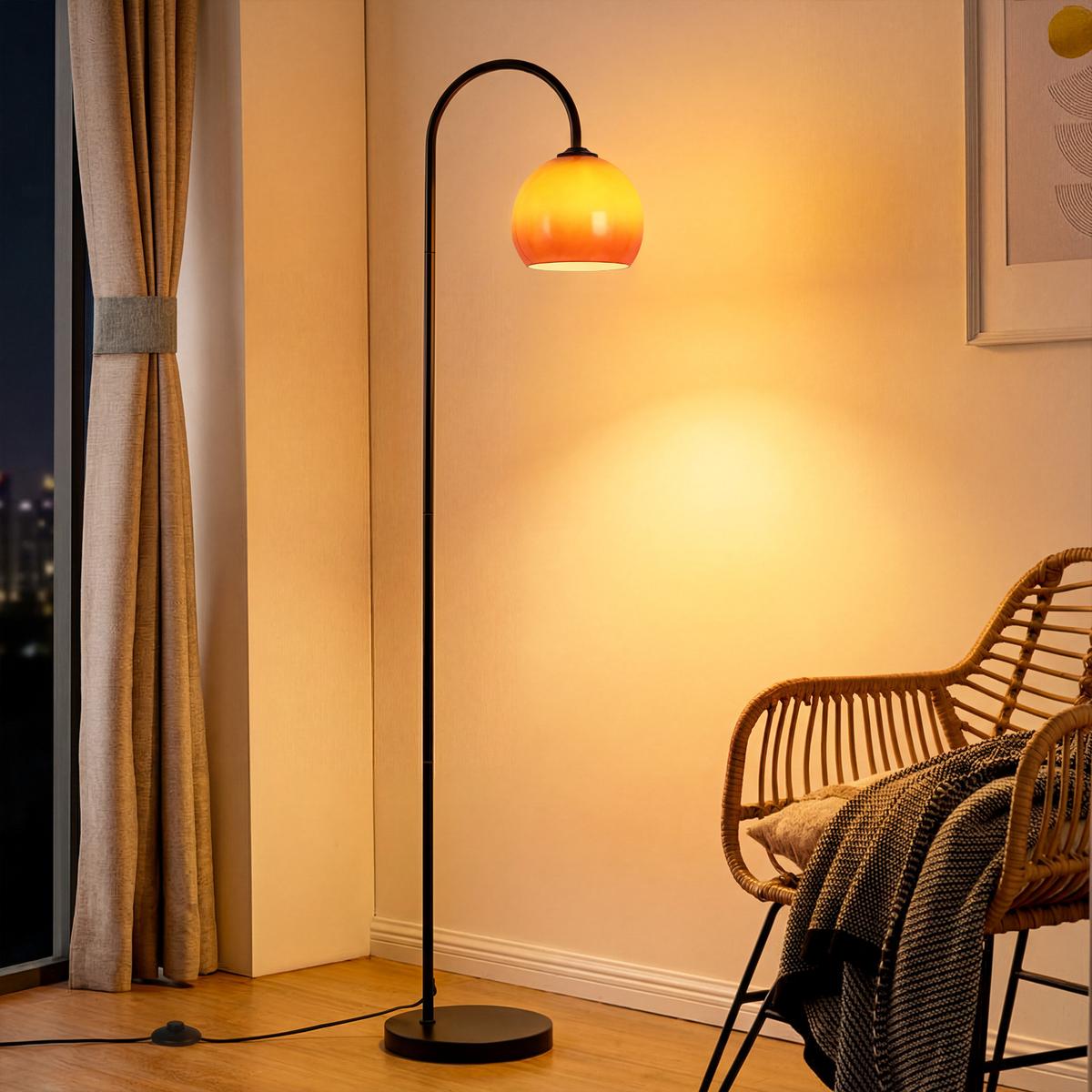 STEHLAMPE Quorlis 36/25/160 cm - Schwarz/Orange, Glas/Metall (36/25/160cm) - ZMH