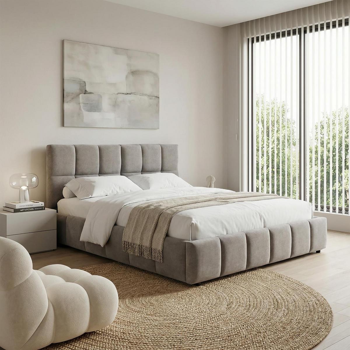 POLSTERBETT EMILIA 180x200 cm grau - Grau, Textil (180/200cm) - IDIMEX