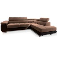 ECKSOFA SELVA R-S Beige Velours-Stoff mit Schlaffunktion - Beige/Silberfarben, Holz/Holzwerkstoff (275/202cm) - MASSENO