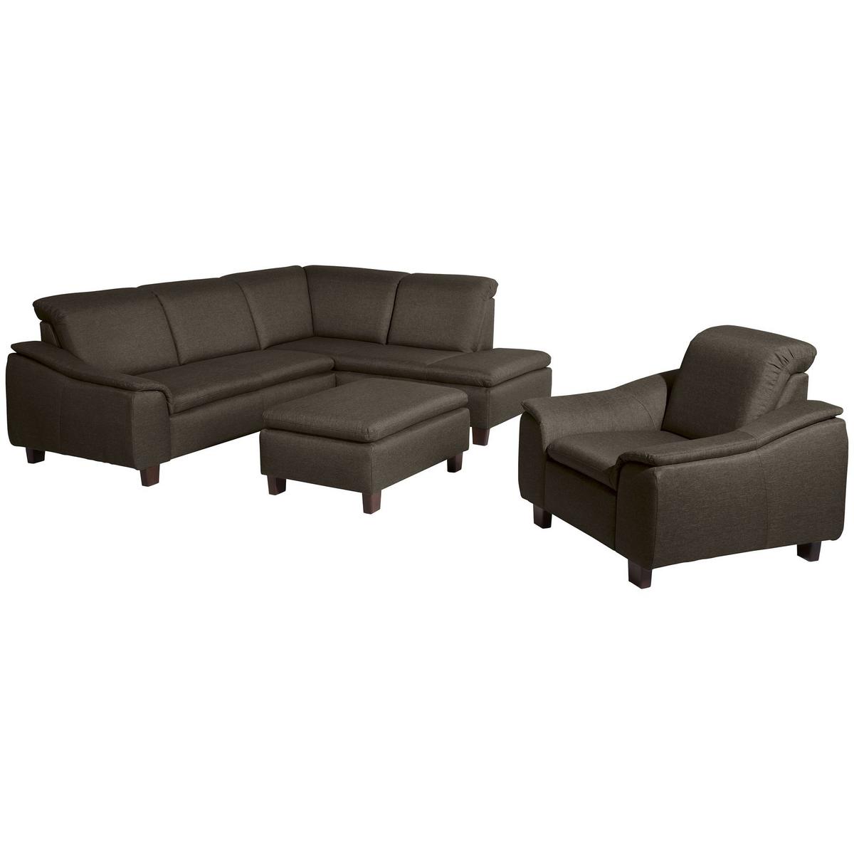 ECKSOFA mit Ottomane rechts Kaylil Flachgewebe braun - Braun, Kunststoff (187/247cm) - 58aufmkessel