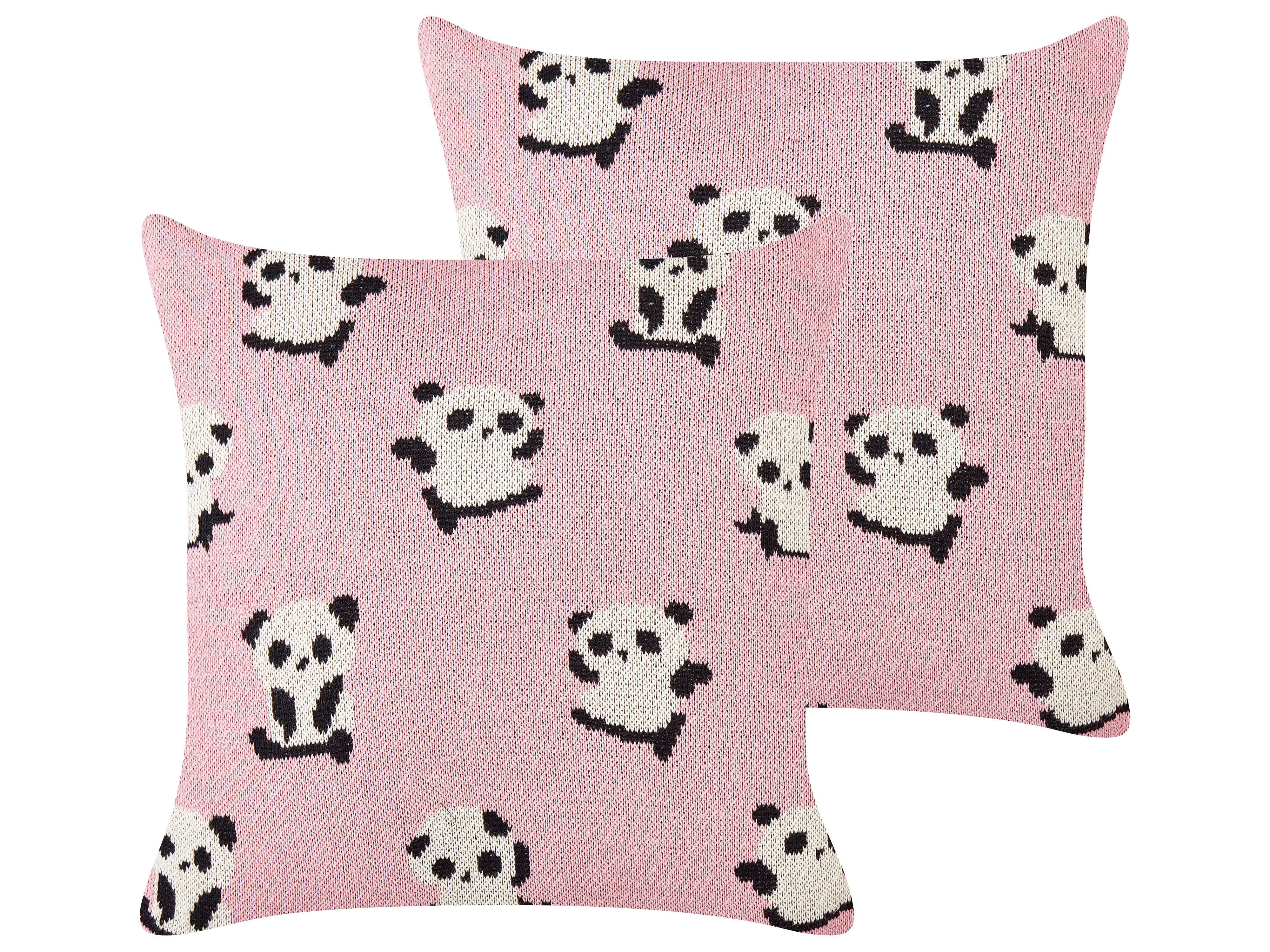 DEKOKISSEN 2er-Set Rosa 45/45 cm Talokan - Pink/Schwarz, Naturmaterialien (45/45cm) - Beliani