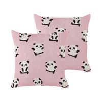 DEKOKISSEN 2er-Set Rosa 45/45 cm Talokan - Pink/Schwarz, Naturmaterialien (45/45cm) - Beliani
