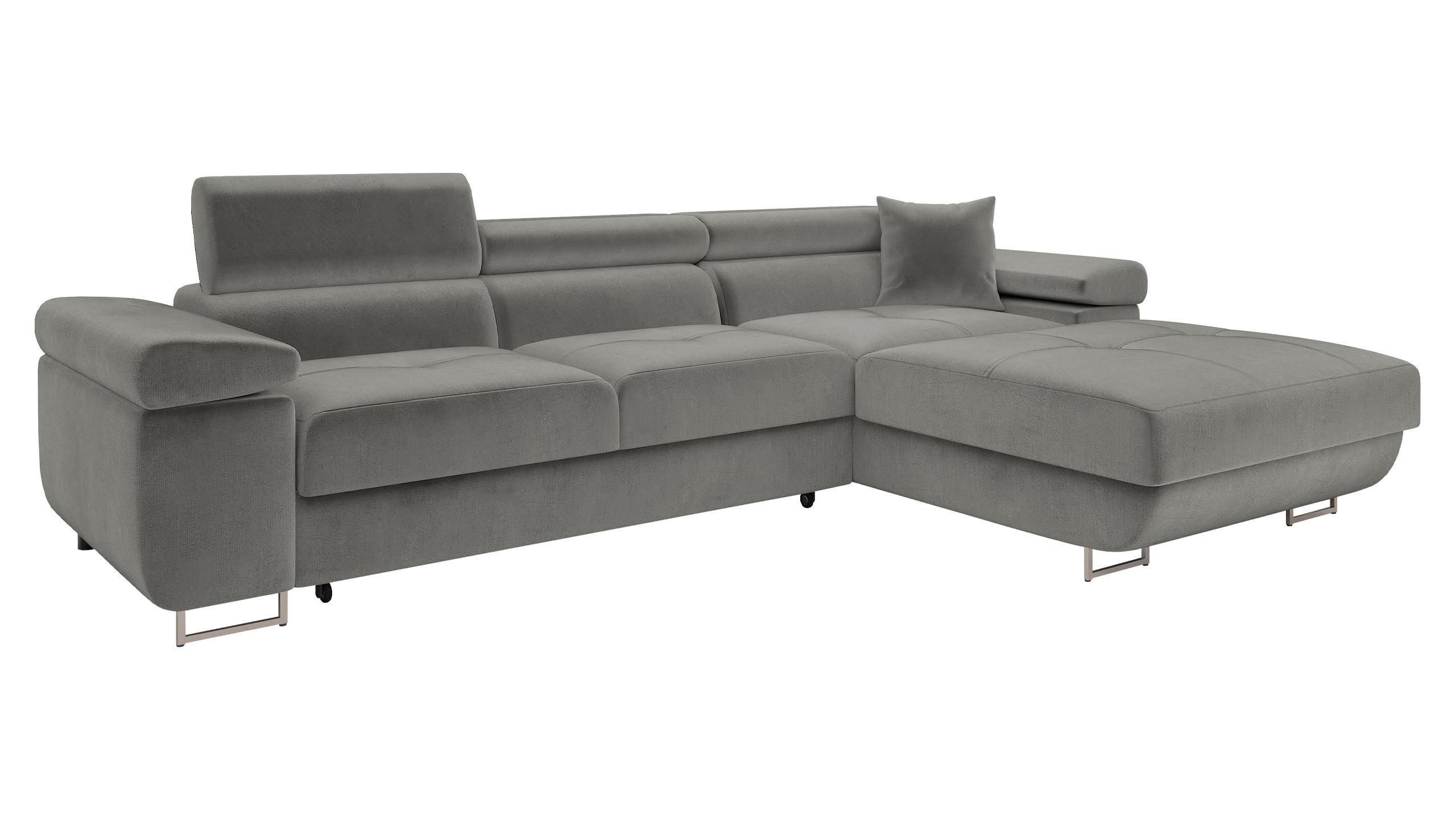 ECKSOFA Torezio Mini, Seite: Rechts - Silberfarben, Holz/Textil (280/170cm) - MIRJAN24