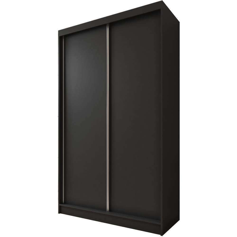 SCHWEBETÜRENSCHRANK Mario II 120/216/61 schwarz mit Schubladen - Schwarz, Holzwerkstoff (120/216/61cm) - Beautysofa