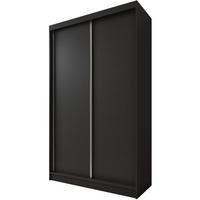 SCHWEBETÜRENSCHRANK Mario II 120/216/61 schwarz mit Schubladen - Schwarz, Holzwerkstoff (120/216/61cm) - Beautysofa