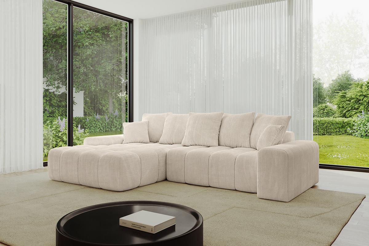 ECKSOFA Ottomane Links ENSI-L - 267x164x69 cm Beige - Beige, Holzwerkstoff/Kunststoff (267/164cm) - ALTDECOR