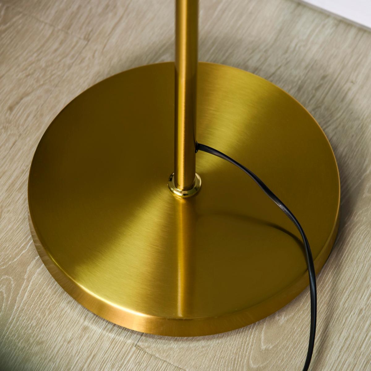STEHLEUCHTE, Stehlampe, 40 W Standlampe mit E27 Fassung, Metall, ohne Glühbirne - Goldfarben, Metall (27/27/169cm) - HOMCOM