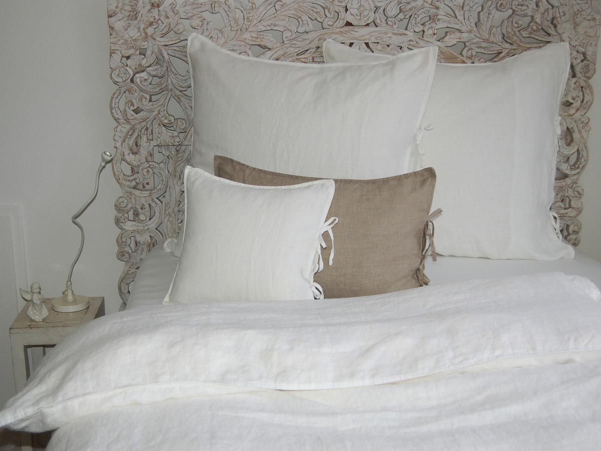 KISSENBEZUG reines Leinen stonewash-weiß 40/80 cm - Weiß, Naturmaterialien (40/80cm) - beties Heimtextil