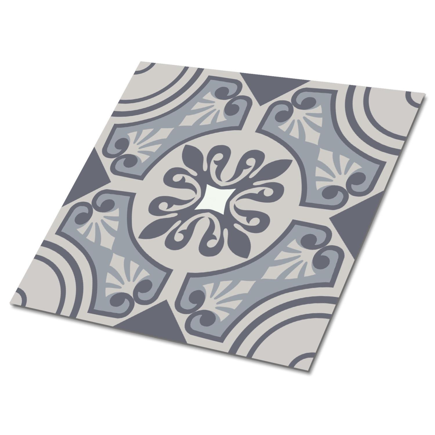 FLIESENAUFKLEBER 9 Stück 30x30 cm selbstklebend Östliche Klimazonen - Grau, Textil (30/1.6/30cm) - TULUP